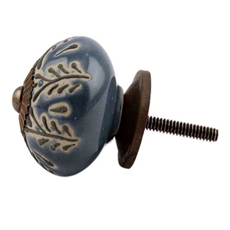 Grey Leaf Embossed Ceramic Knob